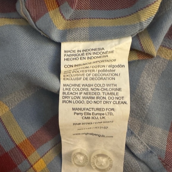 Penguin by Munsingwear Large w/Checked Print Long Sleeve Button-Front Shirt - Picture 4 of 4